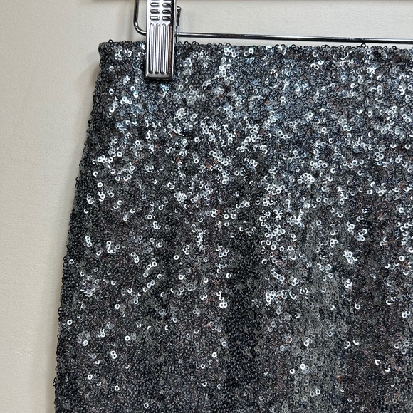 Turquoise Haven Silver Gray Sequined Mini Skirt - Picture 3 of 5
